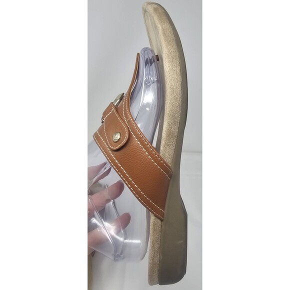 St John's Bay Women's Zion T-Strap Casual Sandal Size 12M Brown Faux Leather - Picture 7 of 11